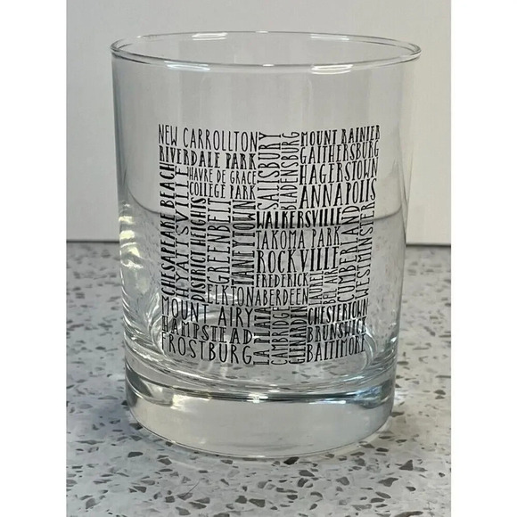 NWOT Rocks Whiskey Glass w/ Names of Maryland Cities, Annapolis, Baltimore - Picture 2 of 5